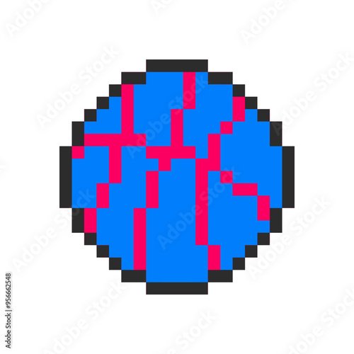 round basketball sport pixel art