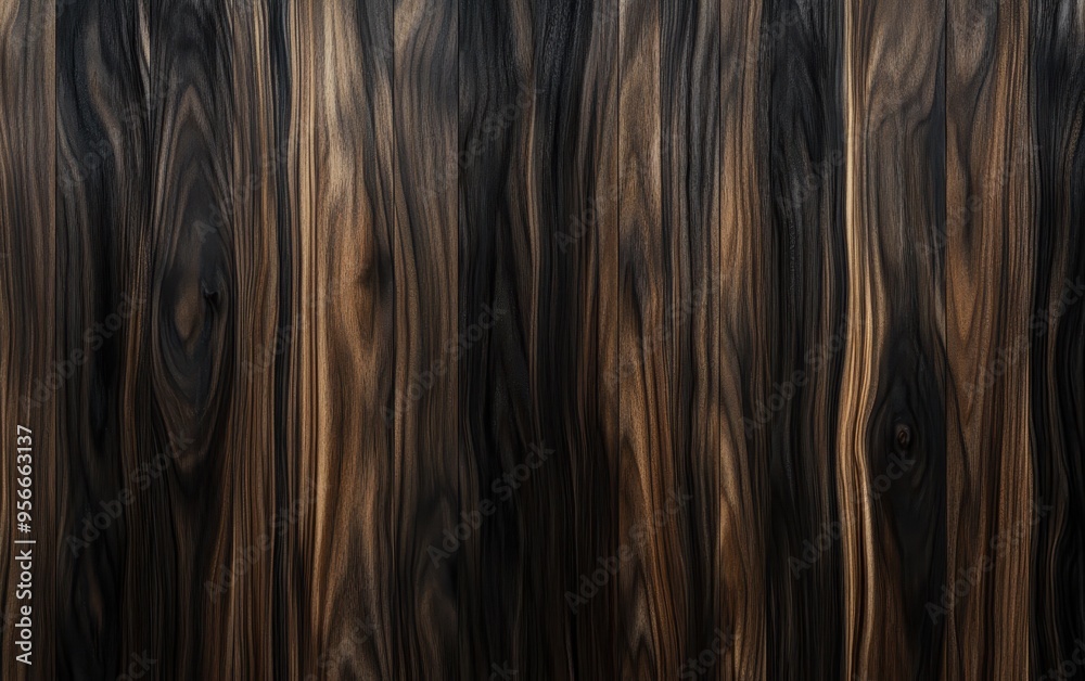 Naklejka premium Dark Wood Texture Background - Rustic Brown and Black Wooden Plank Surface.