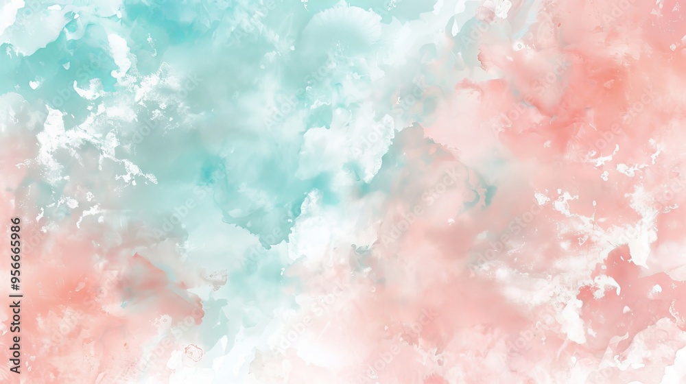 A dreamy pastel background with watercolor effects in pale pink, light blue, and mint