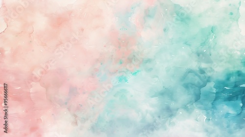 A dreamy pastel background with watercolor effects in pale pink, light blue, and mint