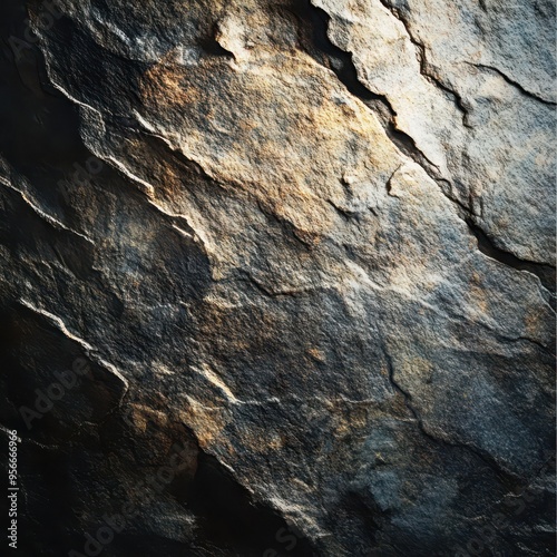 Dark Gray and Brown Rock Texture Background - Rugged Stone Surface with Cracked Pattern