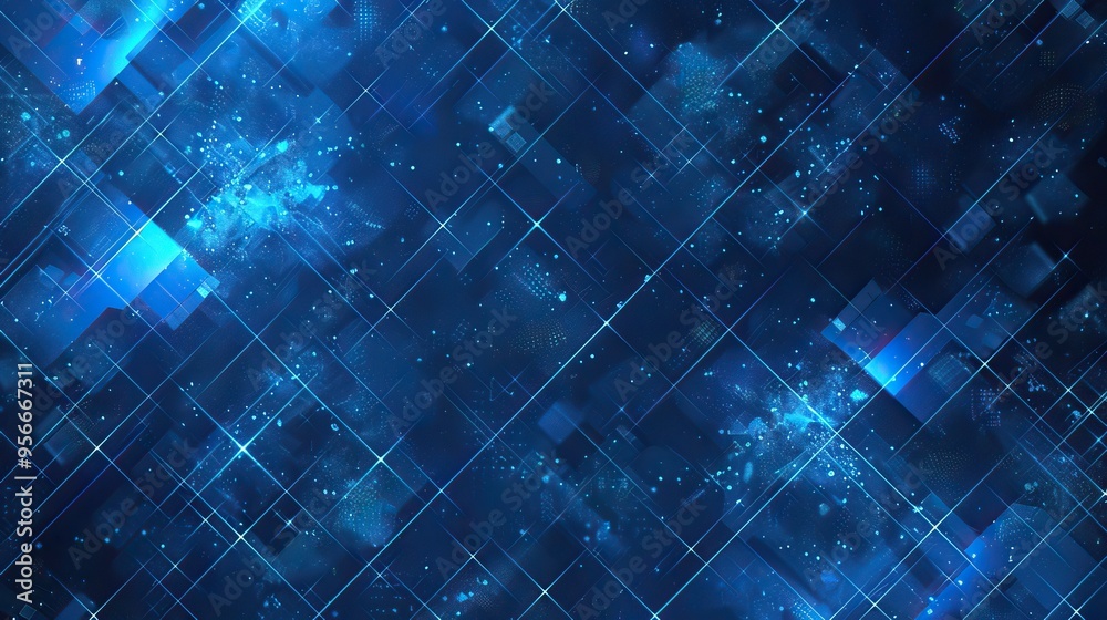 Abstract Digital Grid with Blue Light Effects Abstract Digital Grid with Blue Light Effects