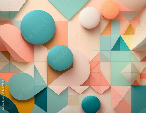 Abstract background featuring colorful geometric shapes in a modern design, creating a visually appealing and contemporary aesthetic