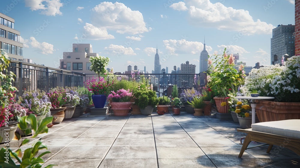 Rooftop Garden with Cityscape View Rooftop Garden with Cityscape View