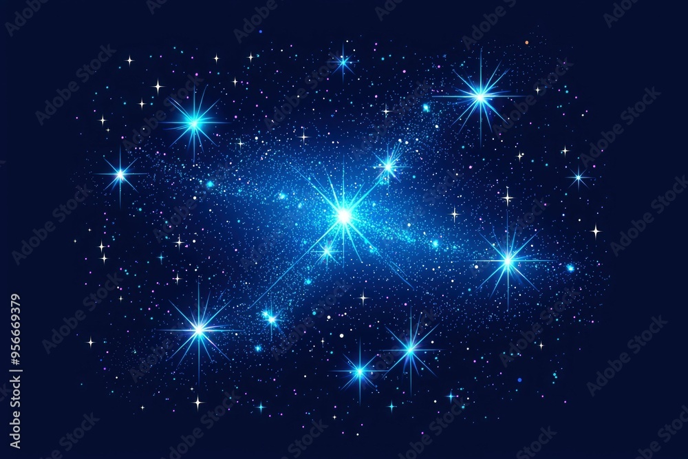 Night Sky with Glowing Stars and Cosmic Dust