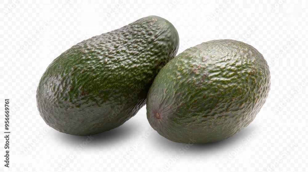 Fresh Avocados on White Background