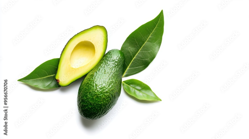 Fresh Avocado with Leaves