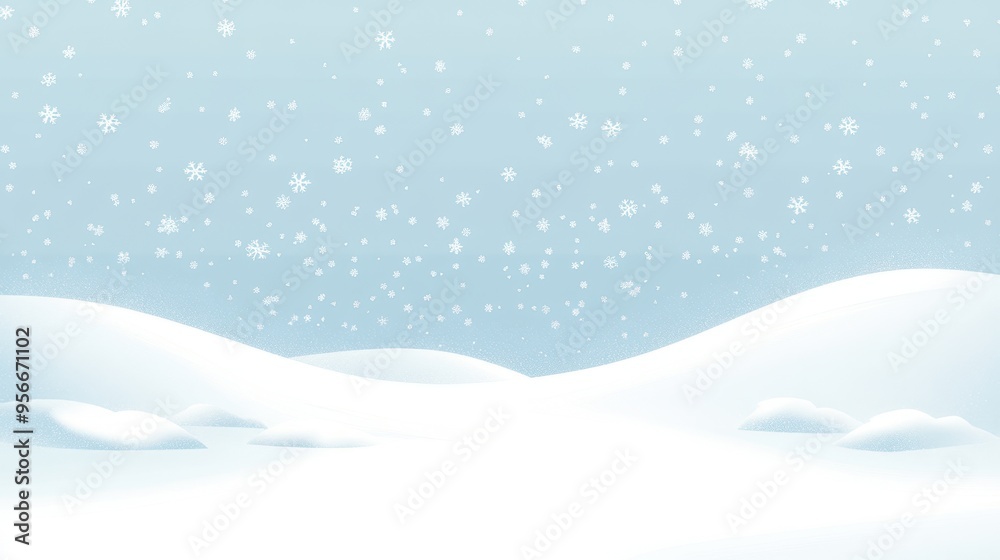 Winter Wonderland Background Snowy Hills with Falling Snowflakes and a Light Blue Sky Winter Wonderland Background Snowy Hills with Falling Snowflakes and a Light Blue Sky
