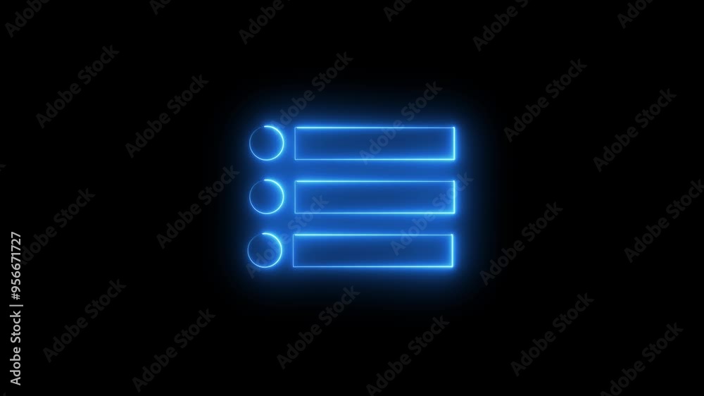 Animation of Neon menu button icon with black background Animation of Neon menu button icon with black background