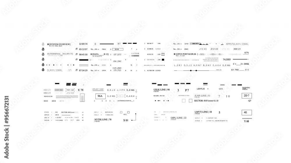 Technology HUD 2GFX Sci Fi 2D texture. HUD data technology text UI ...