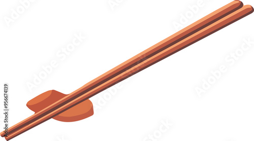 Chopsticks with Rest Flat Vector Illustration