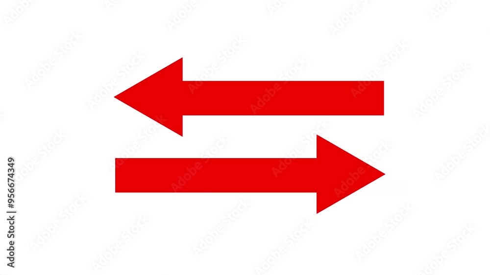 Swipe left and right red arrow animation on a white background. Left-right arrow loading seamless loop into alfa channel Swipe left and right red arrow animation on a white background. Left-right arrow loading seamless loop into alfa channel