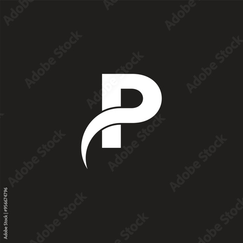 letter p overlap curve elegant simple logo vector