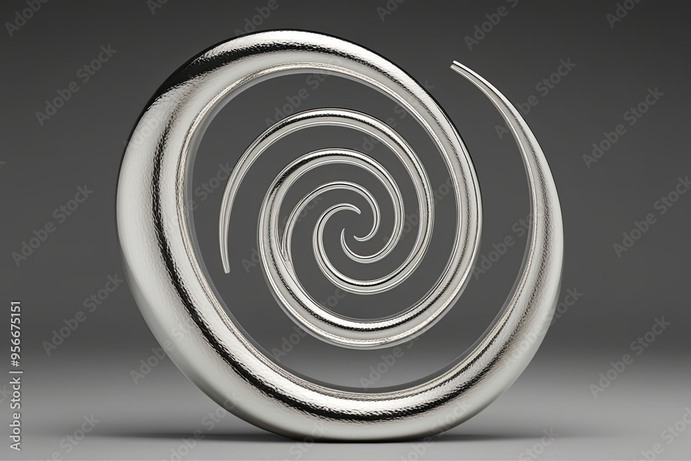 Stunning 3D Silver Spiral Design with Graceful Curves and Reflective Finish Stunning 3D Silver Spiral Design with Graceful Curves and Reflective Finish