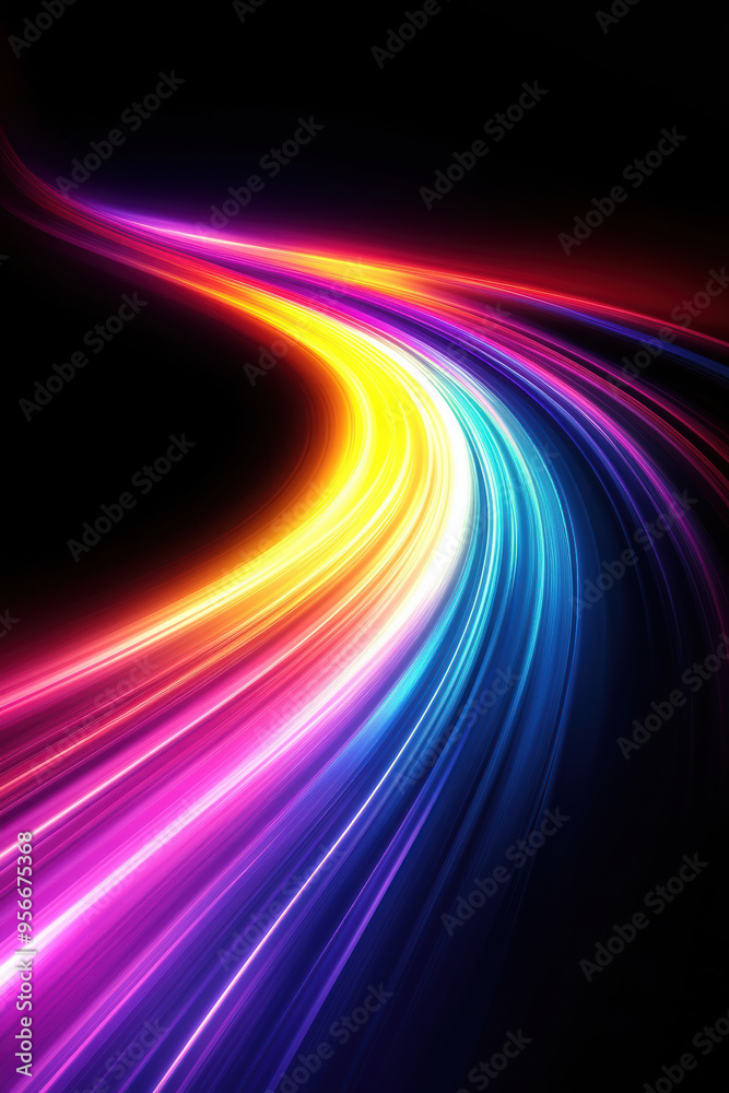 Vibrant Abstract Curved Shapes on Black Vibrant Abstract Curved Shapes on Black