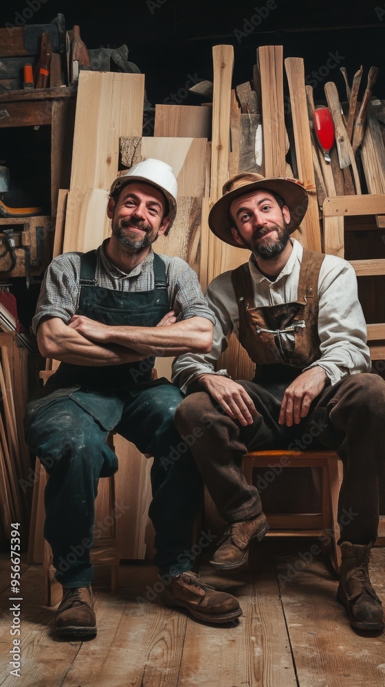 Skilled Woodworkers in Workshop Skilled Woodworkers in Workshop