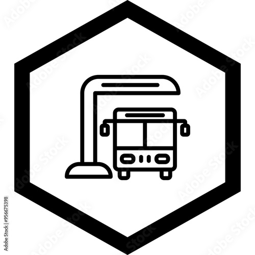 Bus Station Vector Icon Design