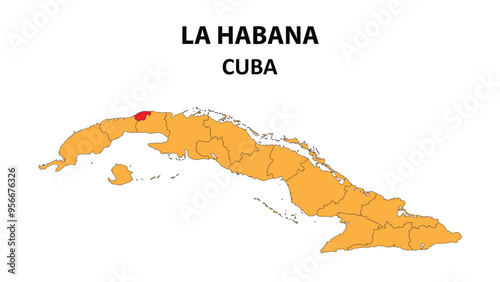 La Habana Map is highlighted on the Cuba map with detailed state and region outlines.