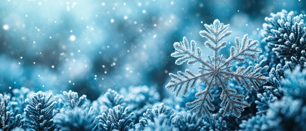 Winter snowflakes gently drifting on a minimal Christmas-themed background. Winter snowflakes gently drifting on a minimal Christmas-themed background.