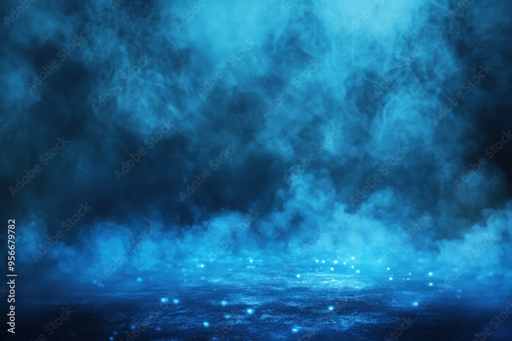 Obraz premium Blue Smoke and Glowing Lights