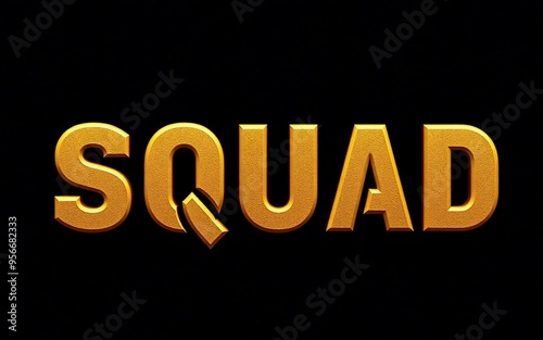 A bold gold "SQUAD" text on a black background evokes a sense of unity, teamwork, and strength for gaming, sports, or social media projects. 