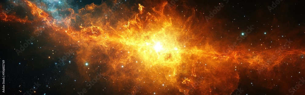 Cartoon rendering in 3D depicting the birth of a new nebula following a supernova explosion Cartoon rendering in 3D depicting the birth of a new nebula following a supernova explosion