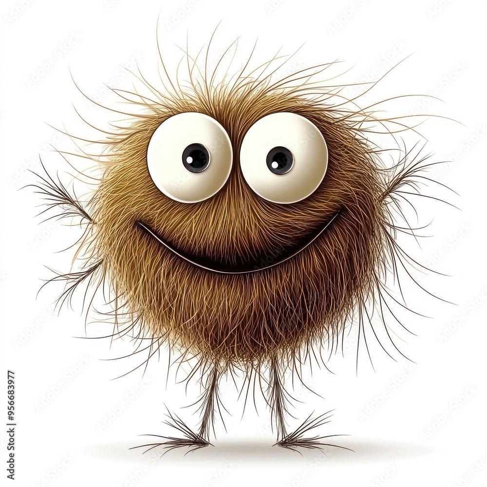Fototapeta premium A charming furry creature exudes happiness with its oversized eyes and playful smile