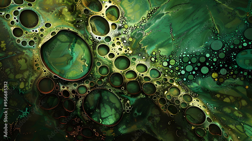 green points connection, abstract art green points connection, abstract art