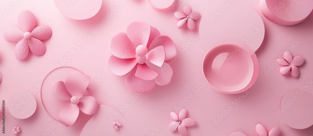Abstract pink geometric floral shapes background ideal for 3D product presentation Abstract pink geometric floral shapes background ideal for 3D product presentation