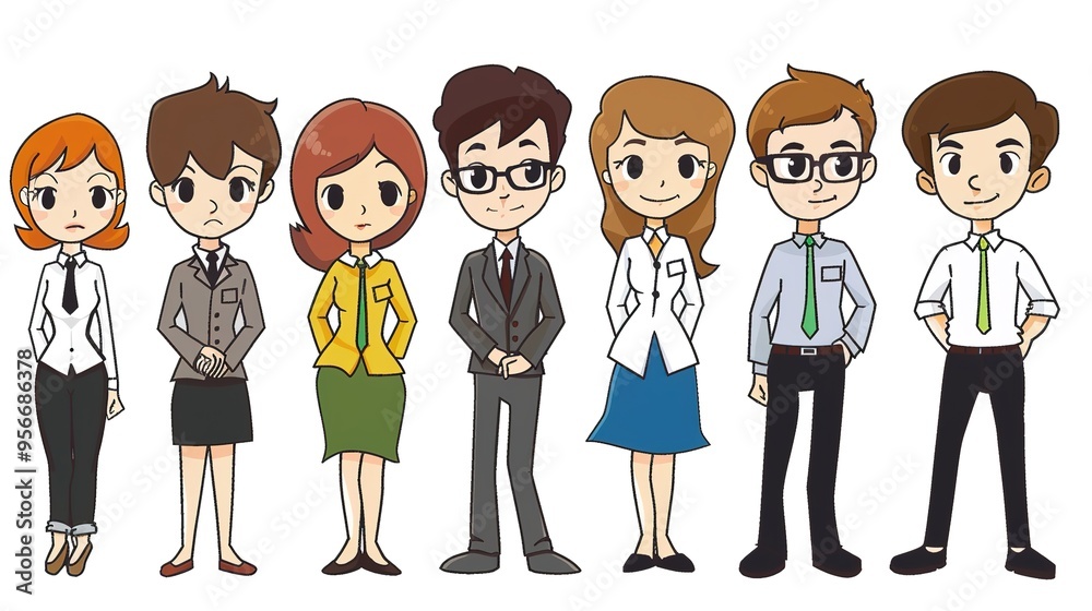 Stunning Office Cartoon Character: A Fun and Lively Workplace Visual. Showcasing Creativity and Energy.