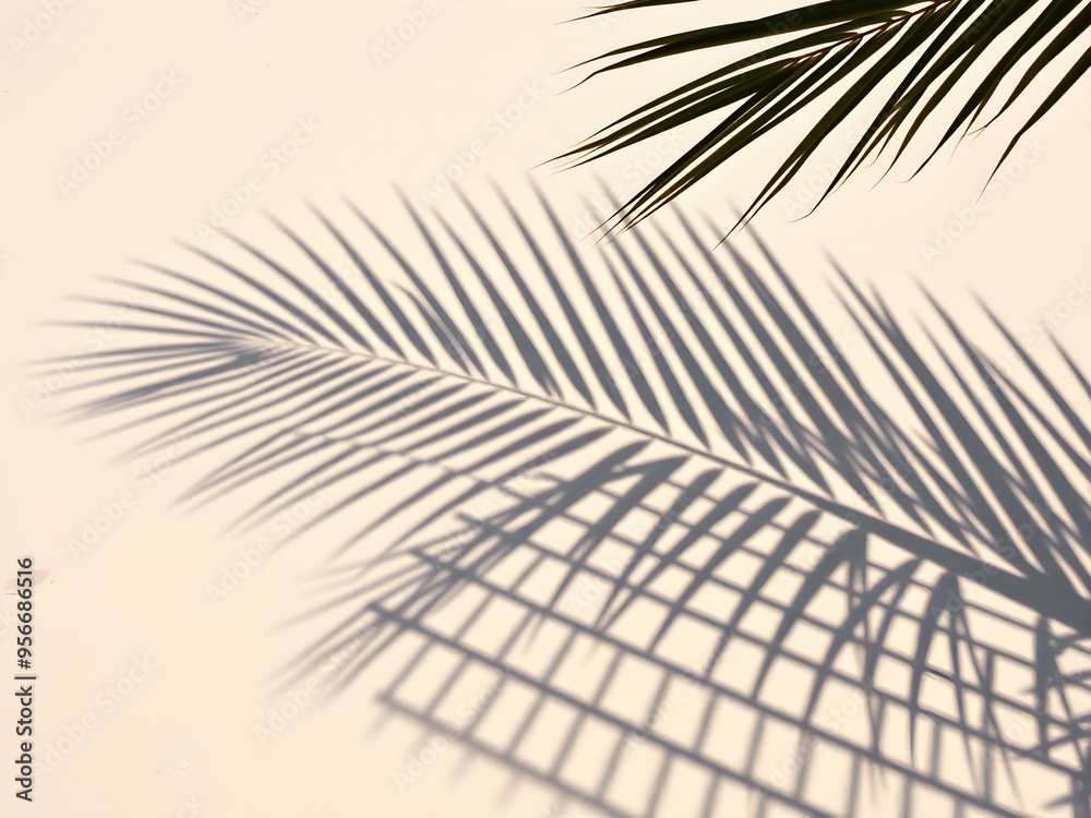 Obraz premium Palm leaves shadow on a sandy beach background