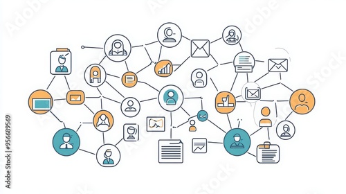 Business Networking thin line icon set. Containing business card exchange, networking event, professional connection, LinkedIn profile, business meeting, collaboration, partnership, referral.