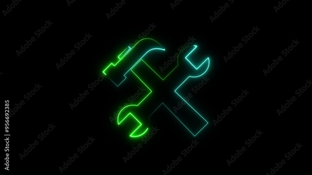 Hammer warch icon neon animation Hammer warch icon neon animation