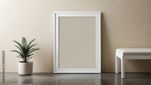 Wallpaper Mural Modern Apartment Interior with art picture frame. Japanese home interior design of modern living room Torontodigital.ca