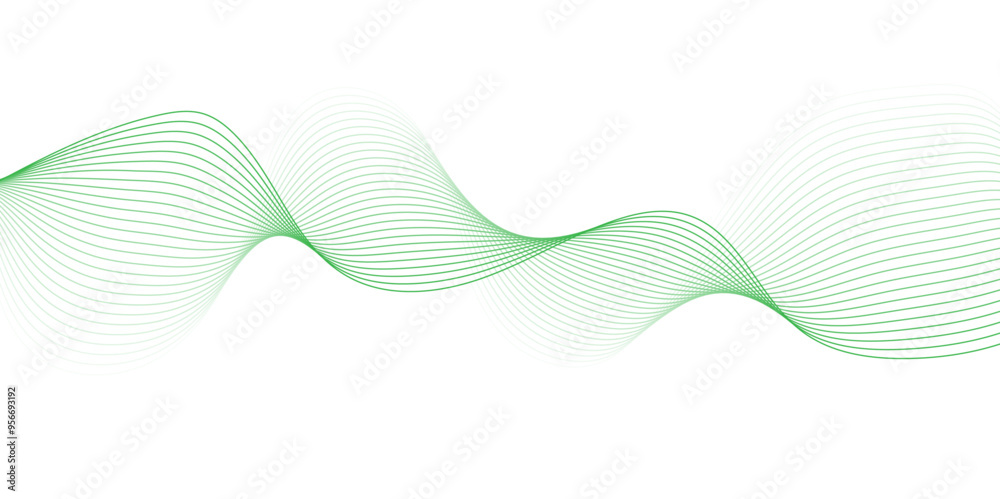 Abstract green Waves. Blend wave lines. Futuristic technology wave lines background. Green abstract wave flow, vector abstract design element. Abstract green gradient flowing wave lines