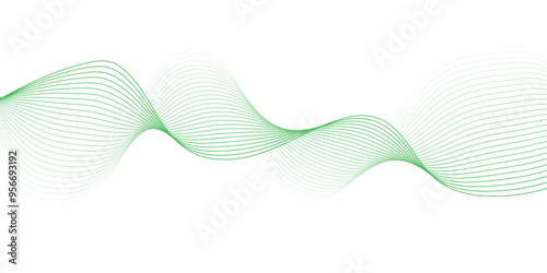 Abstract green Waves. Blend wave lines. Futuristic technology wave lines background. Green abstract wave flow, vector abstract design element. Abstract green gradient flowing wave lines