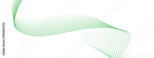 Abstract green Waves. Blend wave lines. Futuristic technology wave lines background. Green abstract wave flow, vector abstract design element. Abstract green gradient flowing wave lines
