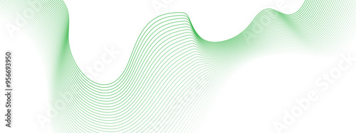 Abstract green Waves. Blend wave lines. Futuristic technology wave lines background. Green abstract wave flow, vector abstract design element. Abstract green gradient flowing wave lines