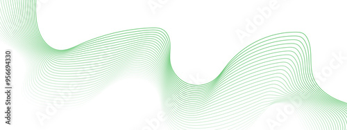 Abstract green Waves. Blend wave lines. Futuristic technology wave lines background. Green abstract wave flow, vector abstract design element. Abstract green gradient flowing wave lines