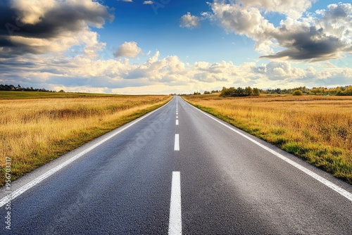 Empty asphalt road passing through agricultural landscape