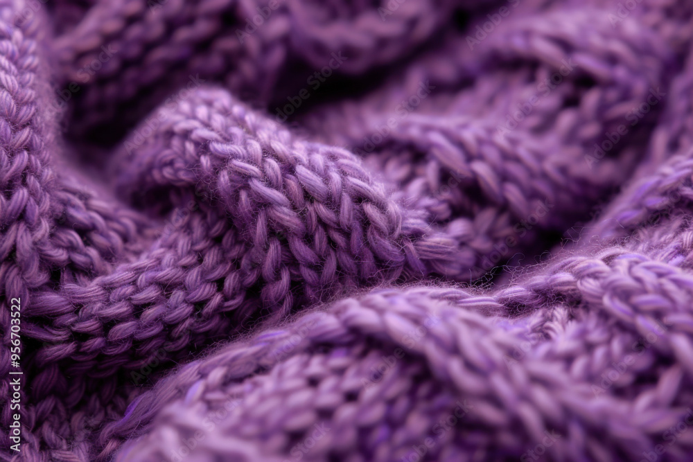 Soft Purple Knit Fabric Close-Up with Textured Pattern Soft Purple Knit Fabric Close-Up with Textured Pattern