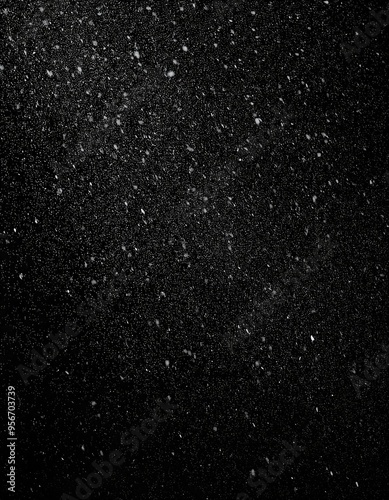 Nocturnal Snowfall: Textured White Grain and Dust Against Black"rain drops on black background, space star night sky stars galaxy universe black dark light astronomy abstract