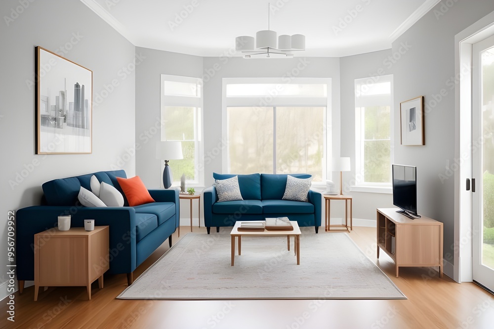 Fototapeta premium american style internal home design living room