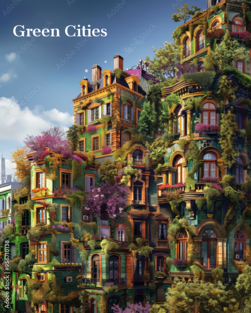 Fototapeta premium Sustainable Green City with Vegetation Integration