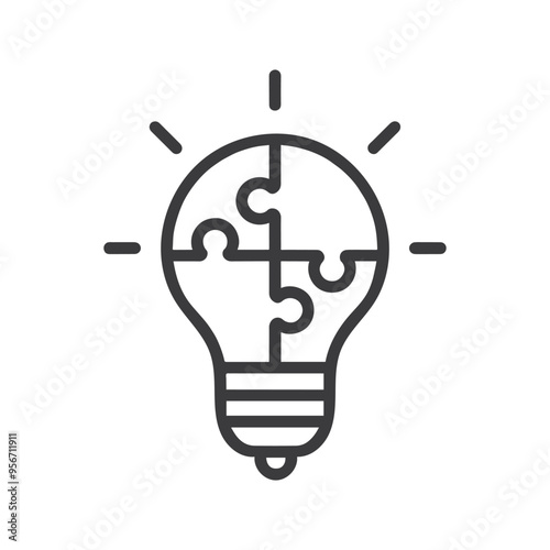 bulb idea line icon vector