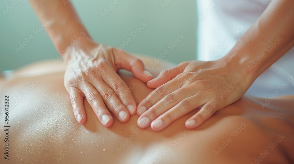 A professional massage therapist using hands to provide relaxation and relief on a client's back, emphasizing wellness and tranquility. A professional massage therapist using hands to provide relaxation and relief on a client's back, emphasizing wellness and tranquility.