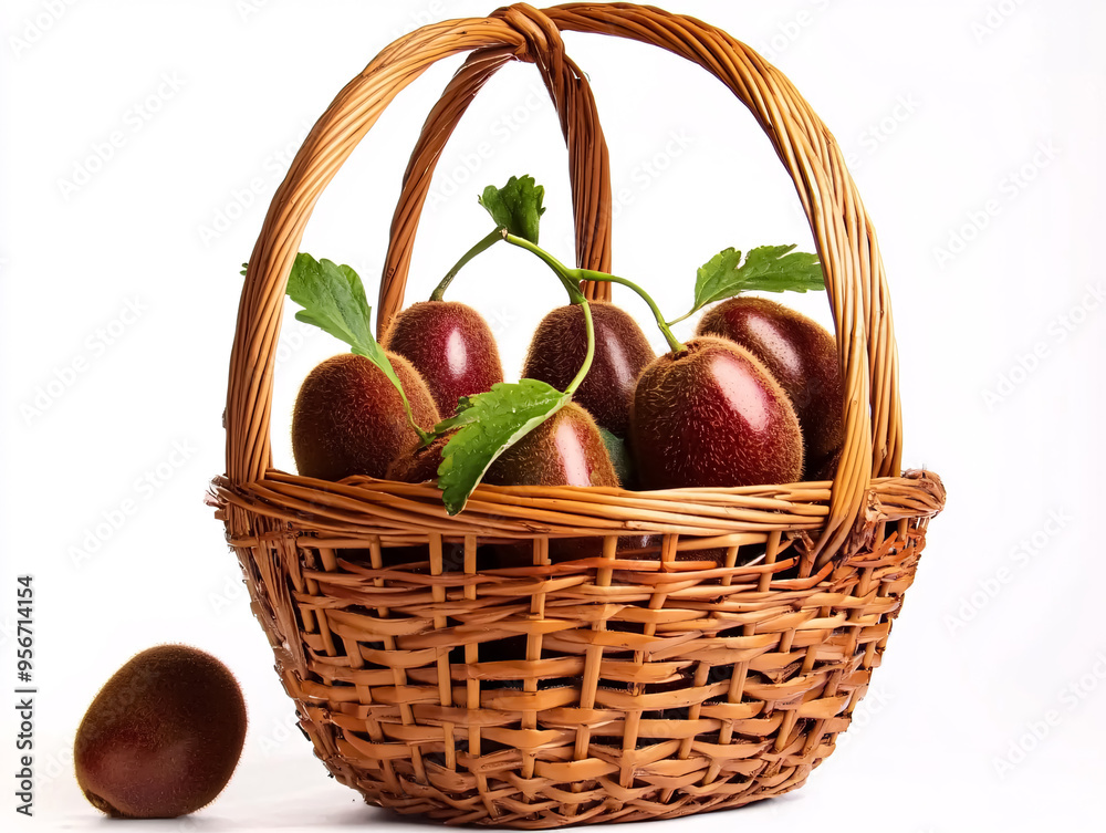 Ripe passion fruit in a wicker basket on a white background, showcasing tropical freshness and vibrant colors; ideal for exotic fruit, healthy lifestyle, or natural food visuals Ripe passion fruit in a wicker basket on a white background, showcasing tropical freshness and vibrant colors; ideal for exotic fruit, healthy lifestyle, or natural food visuals