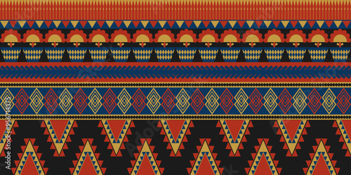 Geometric ethnic pattern, seamless pattern of the Navajo tribe. Native American. Seamless vector pattern, seamless Mexican rug, woven carpet. Folk embroidery, Bohemian, Aztec style.	