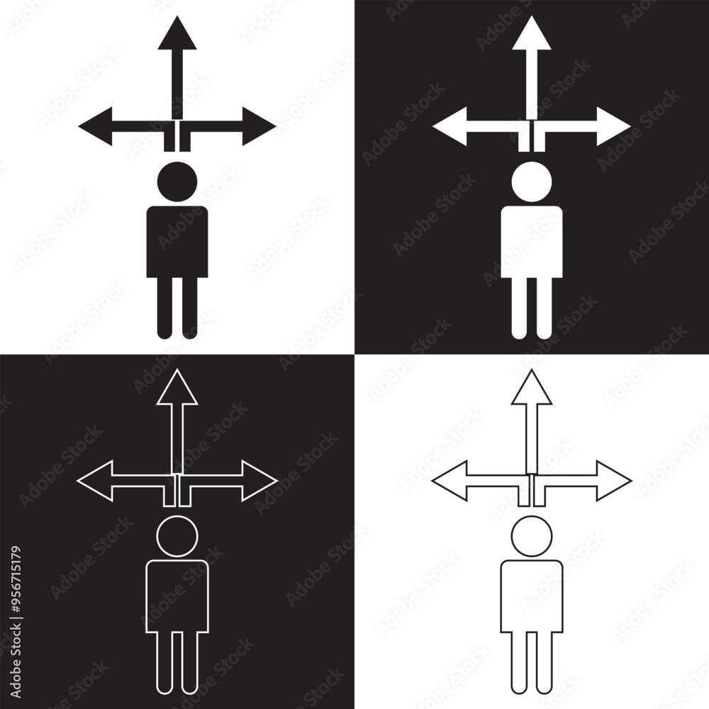 Decision choice Icon. Isolated on black and white background. Vector illustration. EPS 10 Decision choice Icon. Isolated on black and white background. Vector illustration. EPS 10
