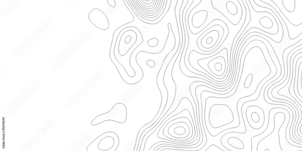 Topographic map background geographic line map with seamless ornament design. The black on white contours vector topography stylized height of the lines map.	